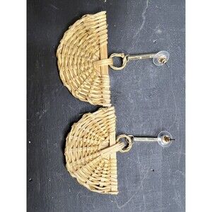 Rattan Dangle Fan Earrings, Spring, Summer, Resort, Beach, Boho